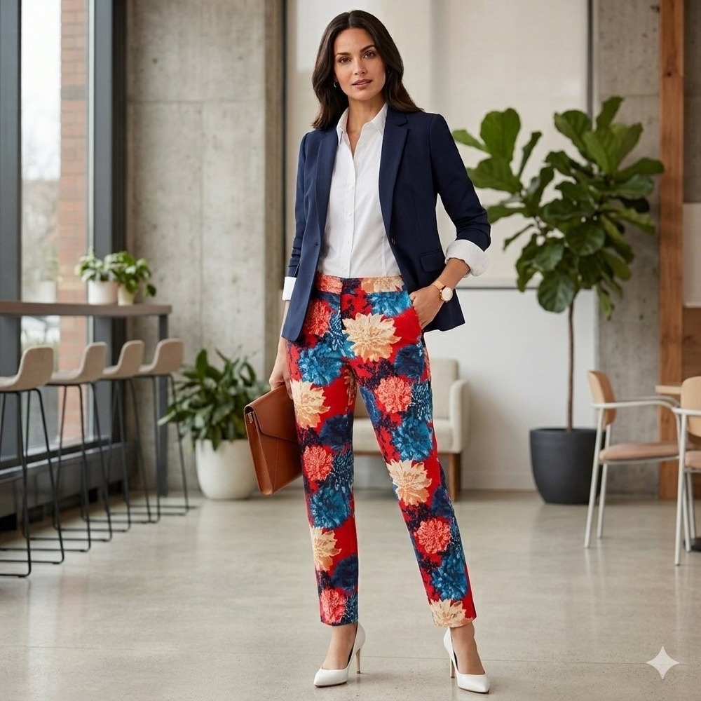 Talbots Chatham Floral Pants 8P Straight Leg Fall Colorful Going Out Maximalist